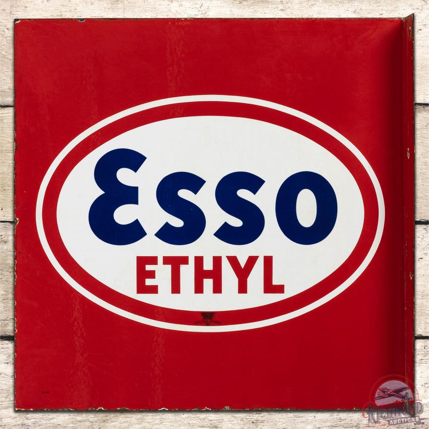 Esso Ethyl DSP Flange Sign w/ Logo - 9 & 8.9