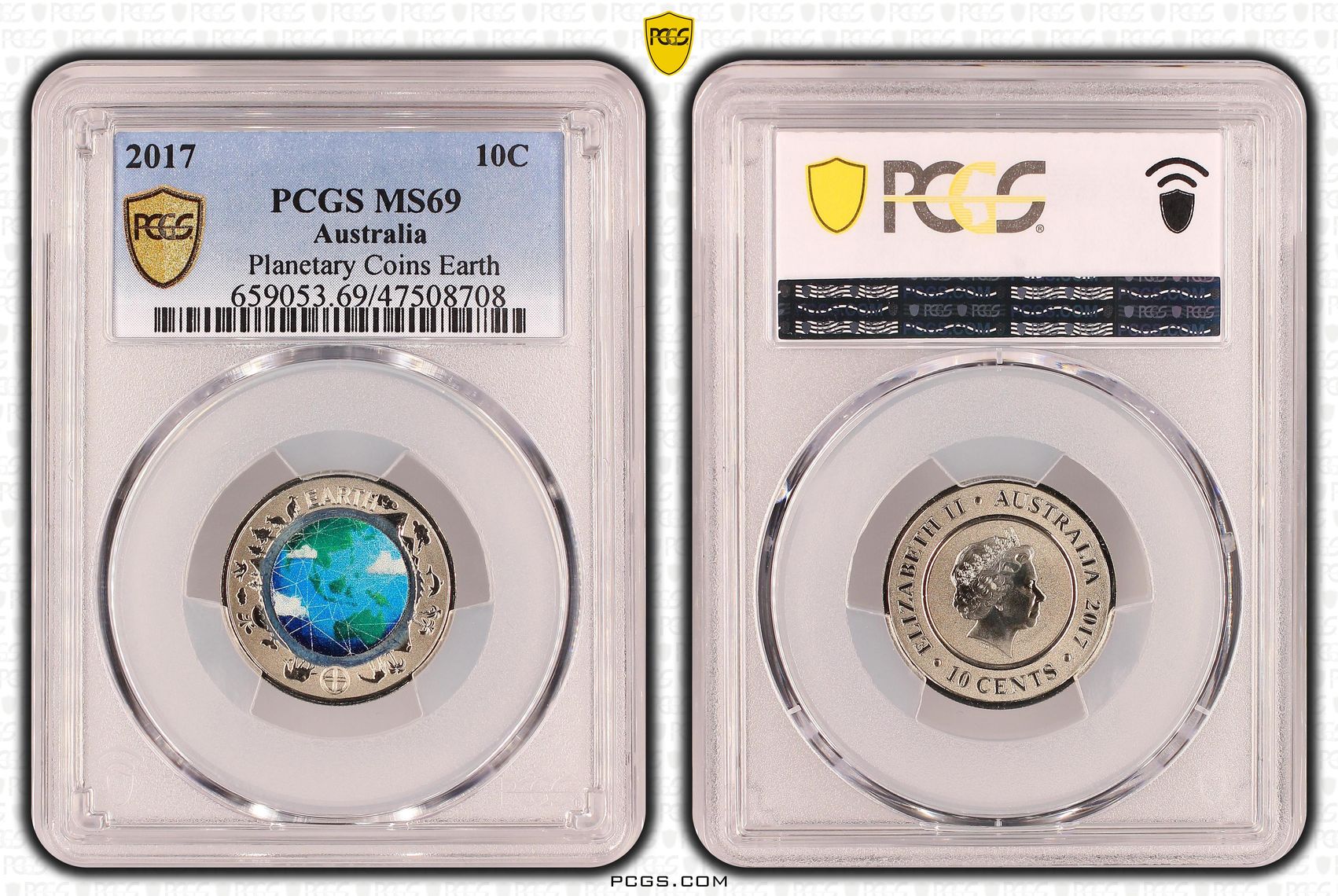 Planetary Coins Earth, Ten Cent, 2017, PCGS MS 69
