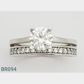 STERLING SILVER 'TCLASSIC TWINS' RING WITH CZ'S (SIZE M) - 51543/244