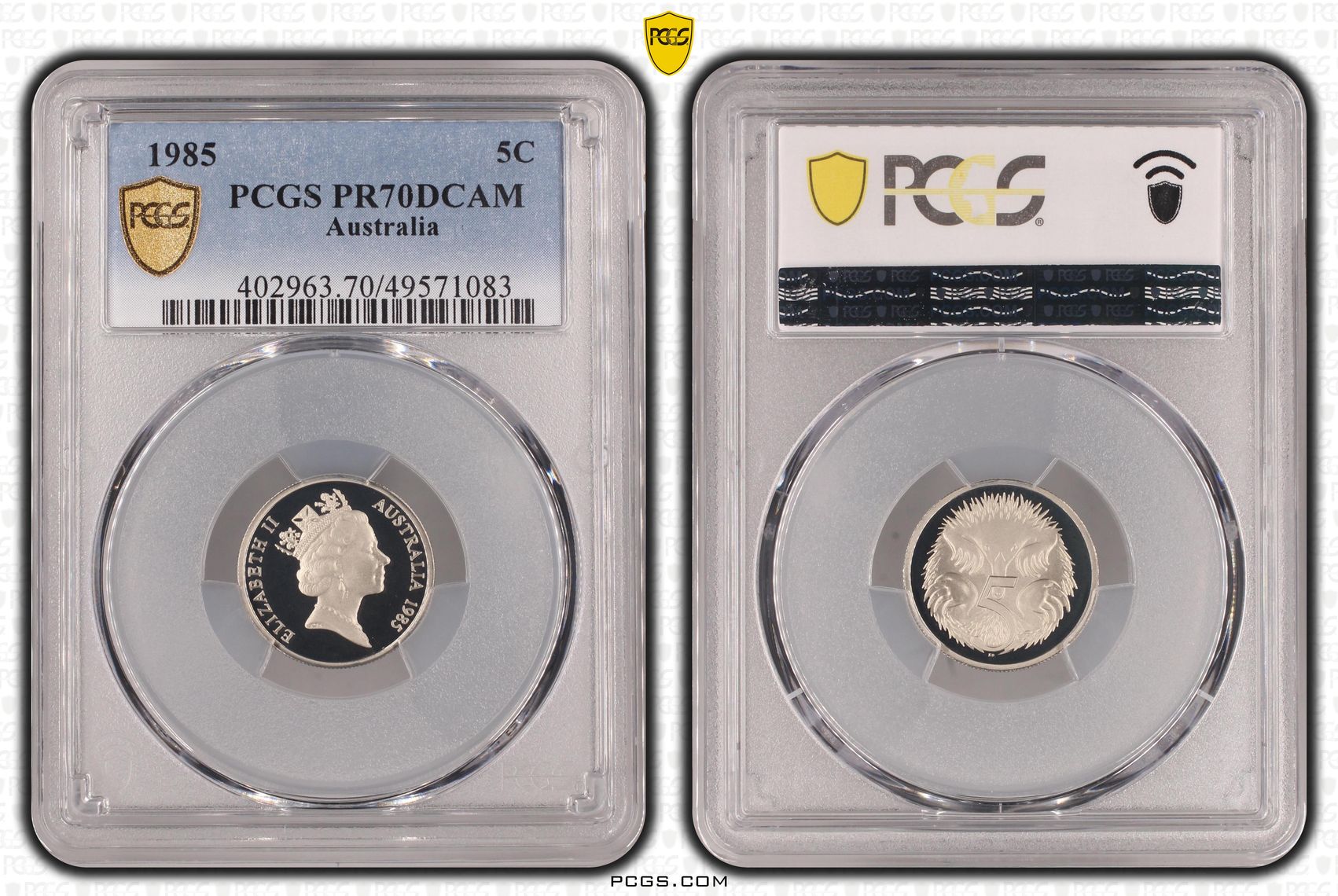 Elizabeth II, POP 12/0, Five Cent, 1985, PCGS PR70DCAM