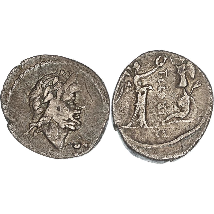 Roman Republic, T. Cloelius, Silver Quinarius, 98 BC,  nVF