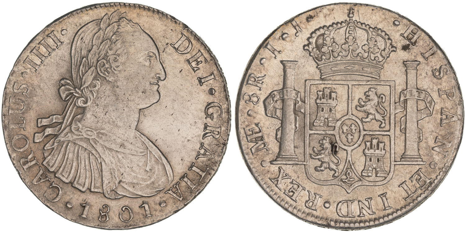 Spain & Colonies, Charles IIII, Colonial Mexico - Spanish Dollar , Eight Reales, 1801, EF - gEF