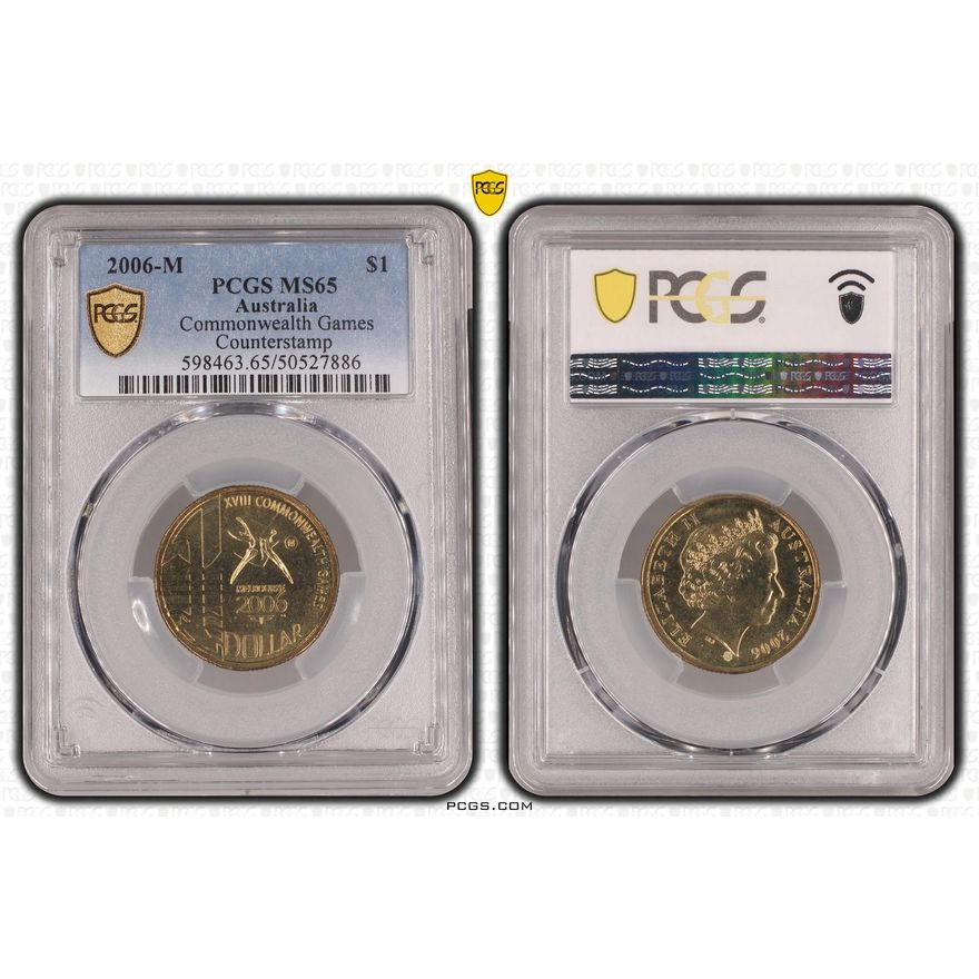 Commonwealth Games Counterstamp, One Dollar, 2006-M, PCGS MS65
