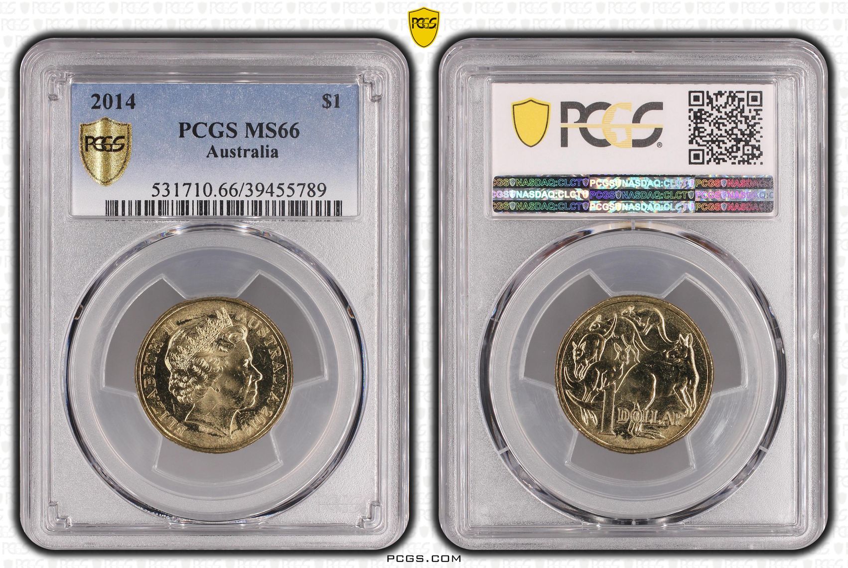 2014 Australia One Dollar, $1 PCGS - MS66 -789