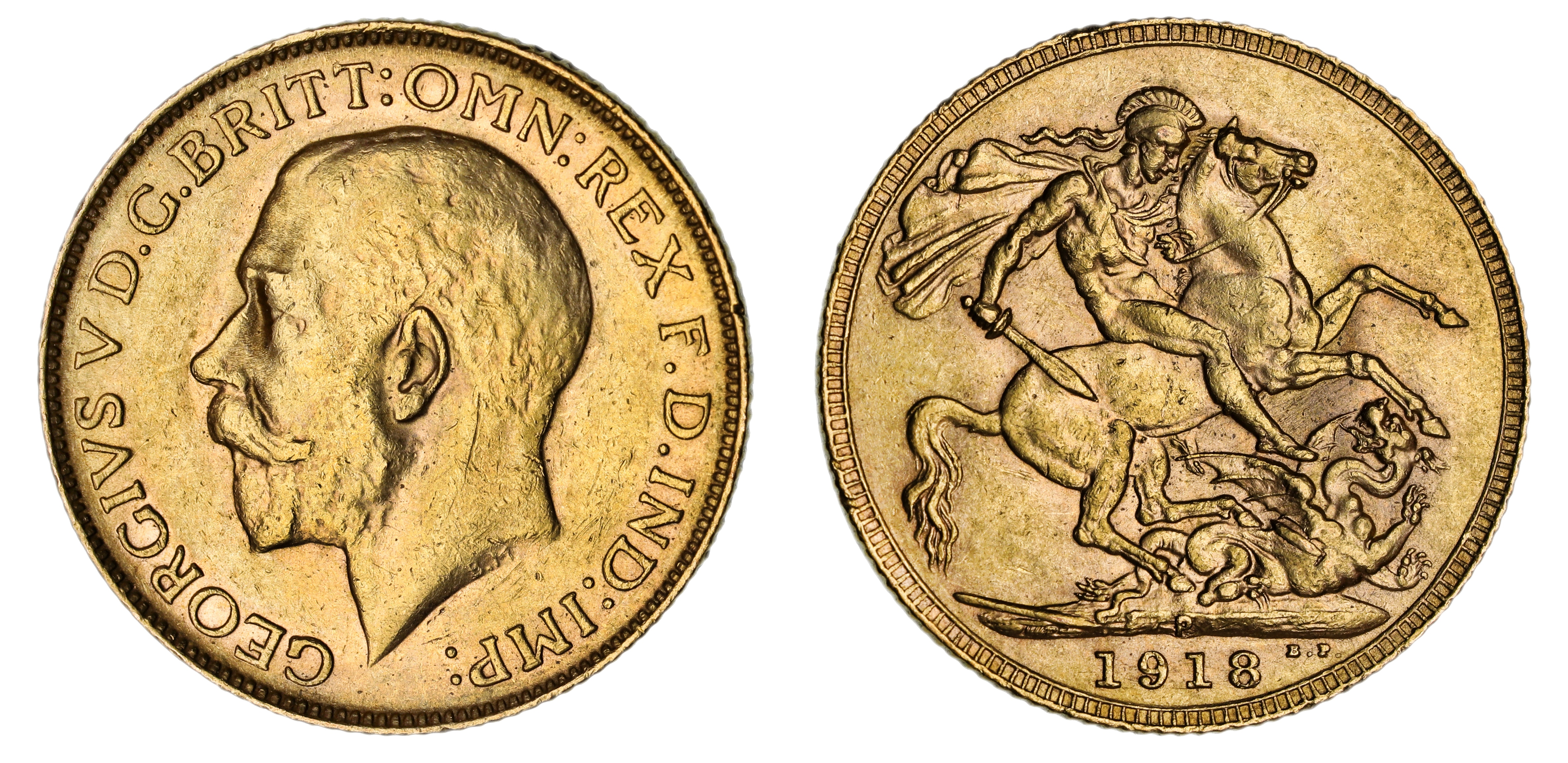 George V, St. George Reverse - Perth Mint, Sovereign, 1918, EF