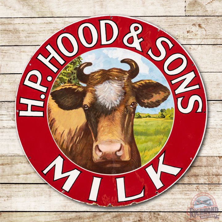 30" H.P. Hood & Sons Milk Single Sided Porcelain Sign