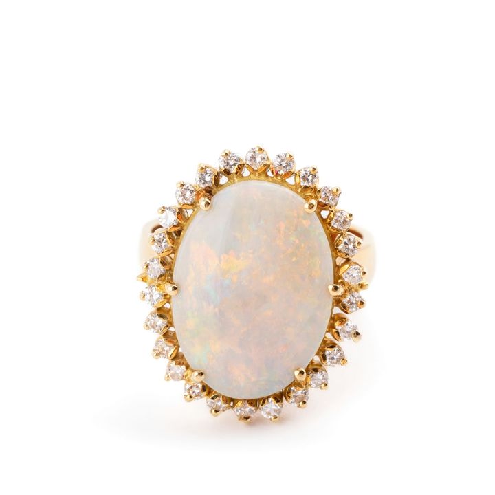 Opal and Diamond Cluster in 18ct Yellow Gold,