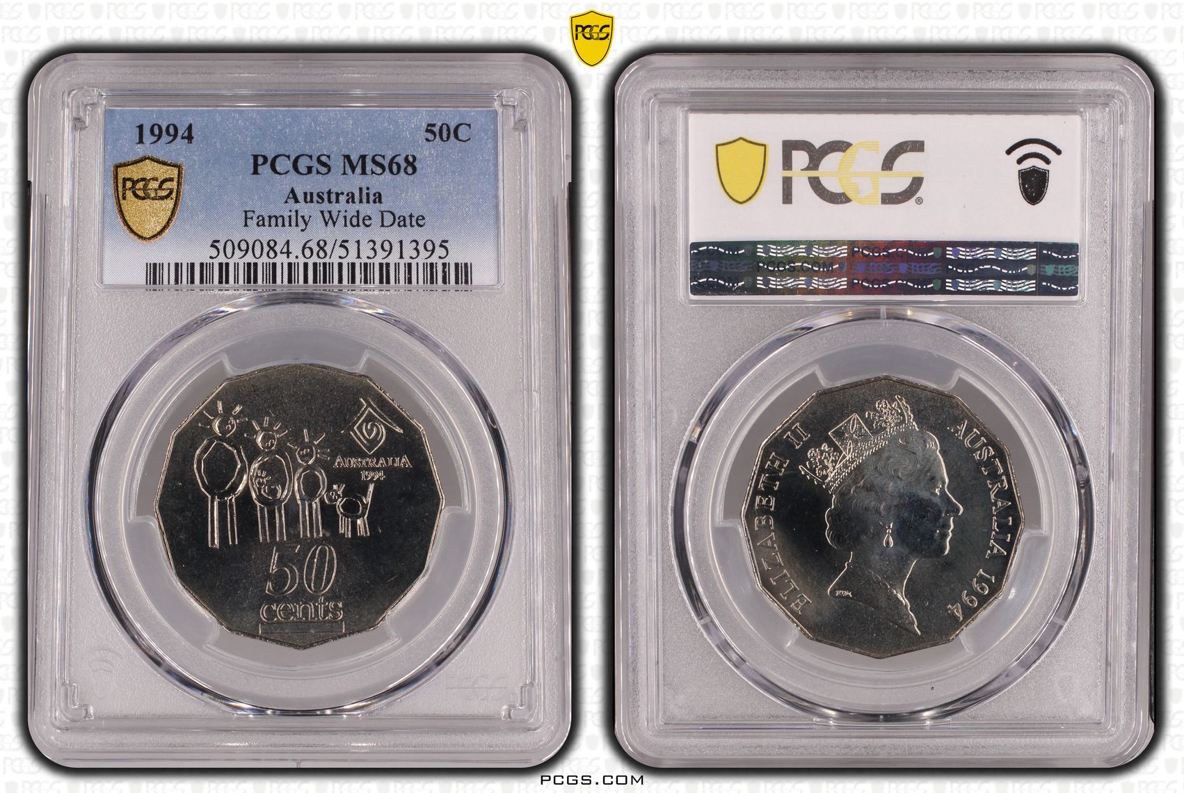 Family Wide Date, Fifty Cent, 1994, PCGS MS68