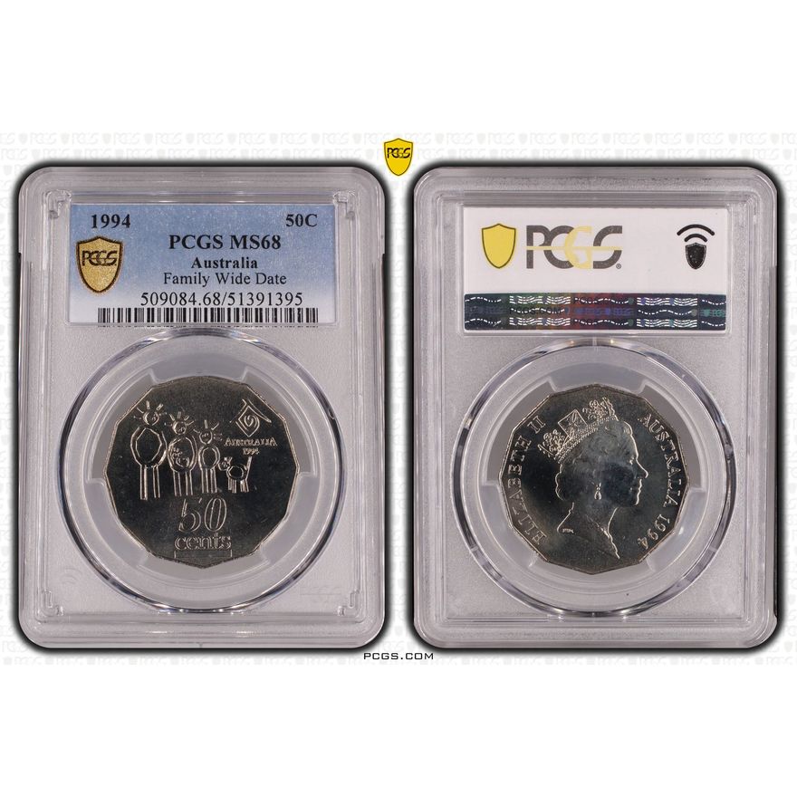 Family Wide Date, Fifty Cent, 1994, PCGS MS68