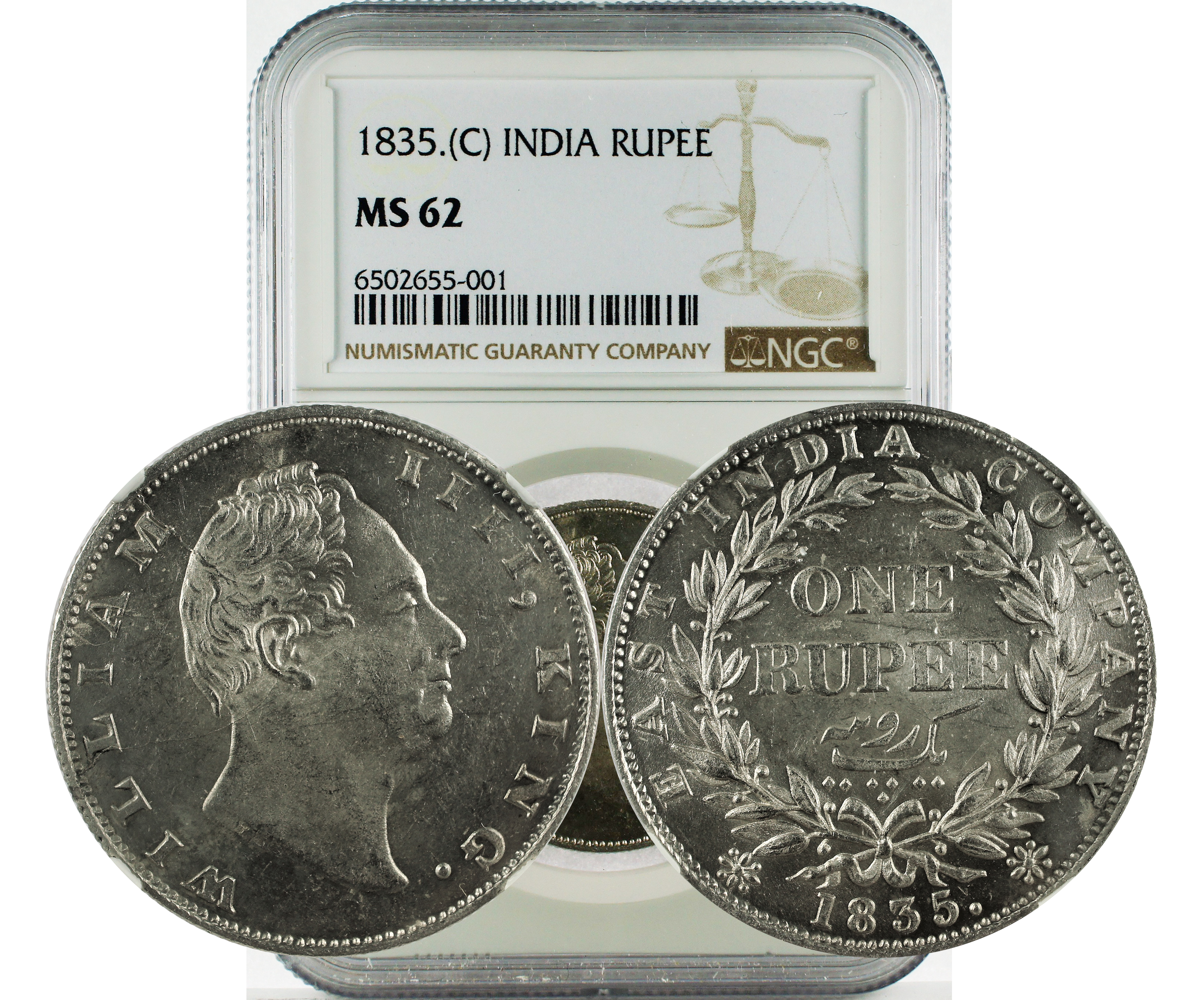 1835.(C) INDIA RUPEE  MS 62