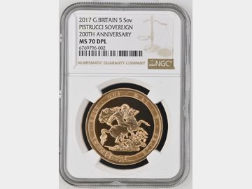 2017 '200th ANNIVERSARY' GOLD 5 POUND COIN MS70 DEEP PROOF-LIKE