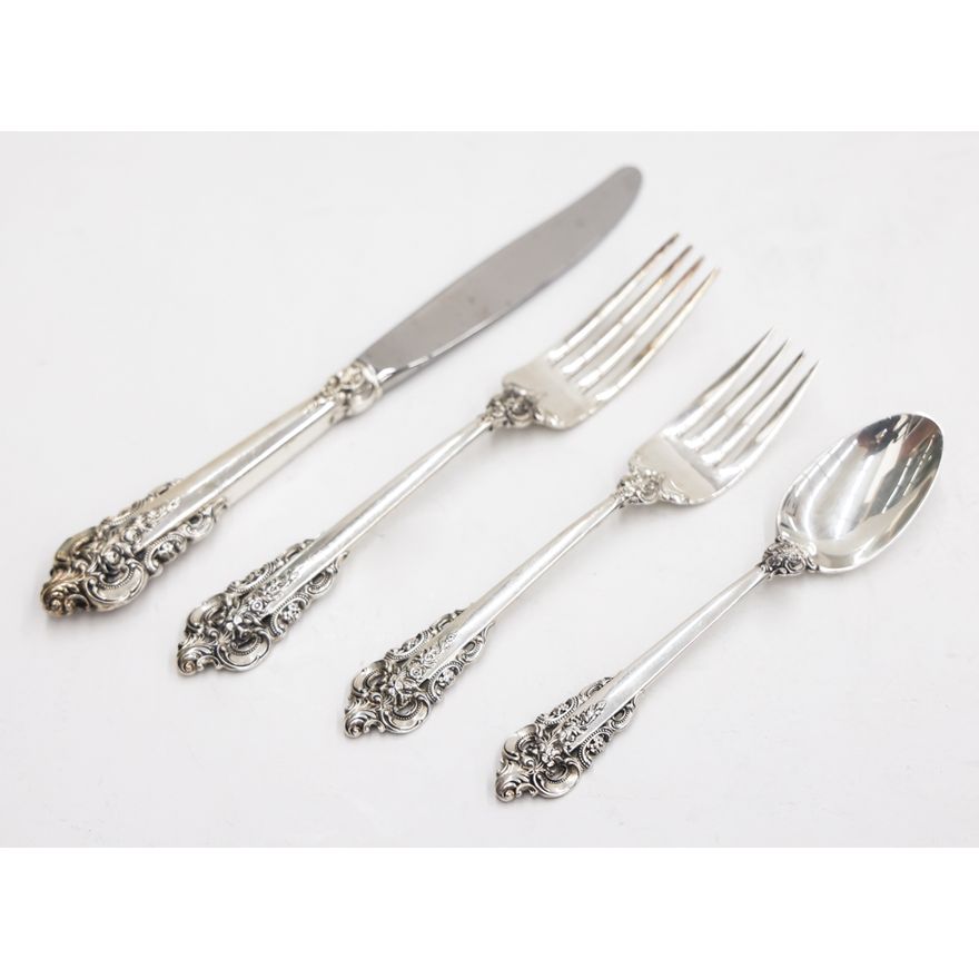 54pc Wallace Grand Baroque Sterling Flatware Service