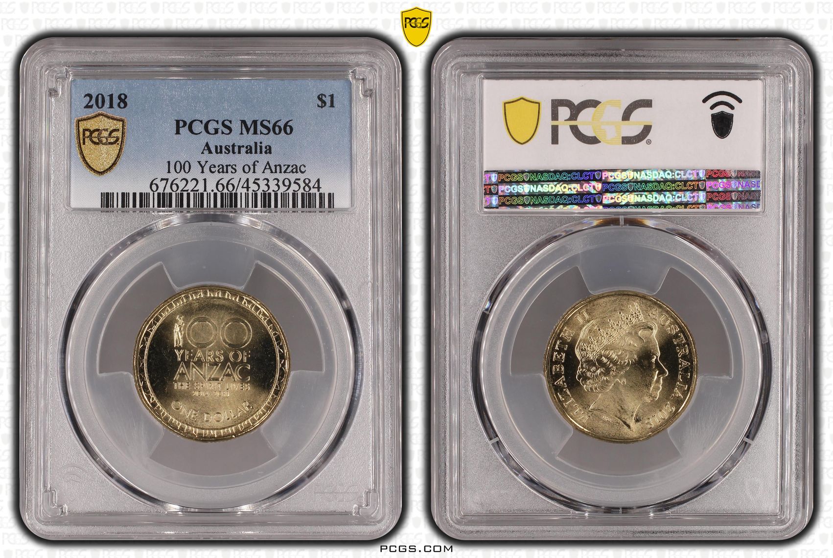 Elizabeth II, 100 Years of Anzac, One Dollar, 2018, PCGS MS 66