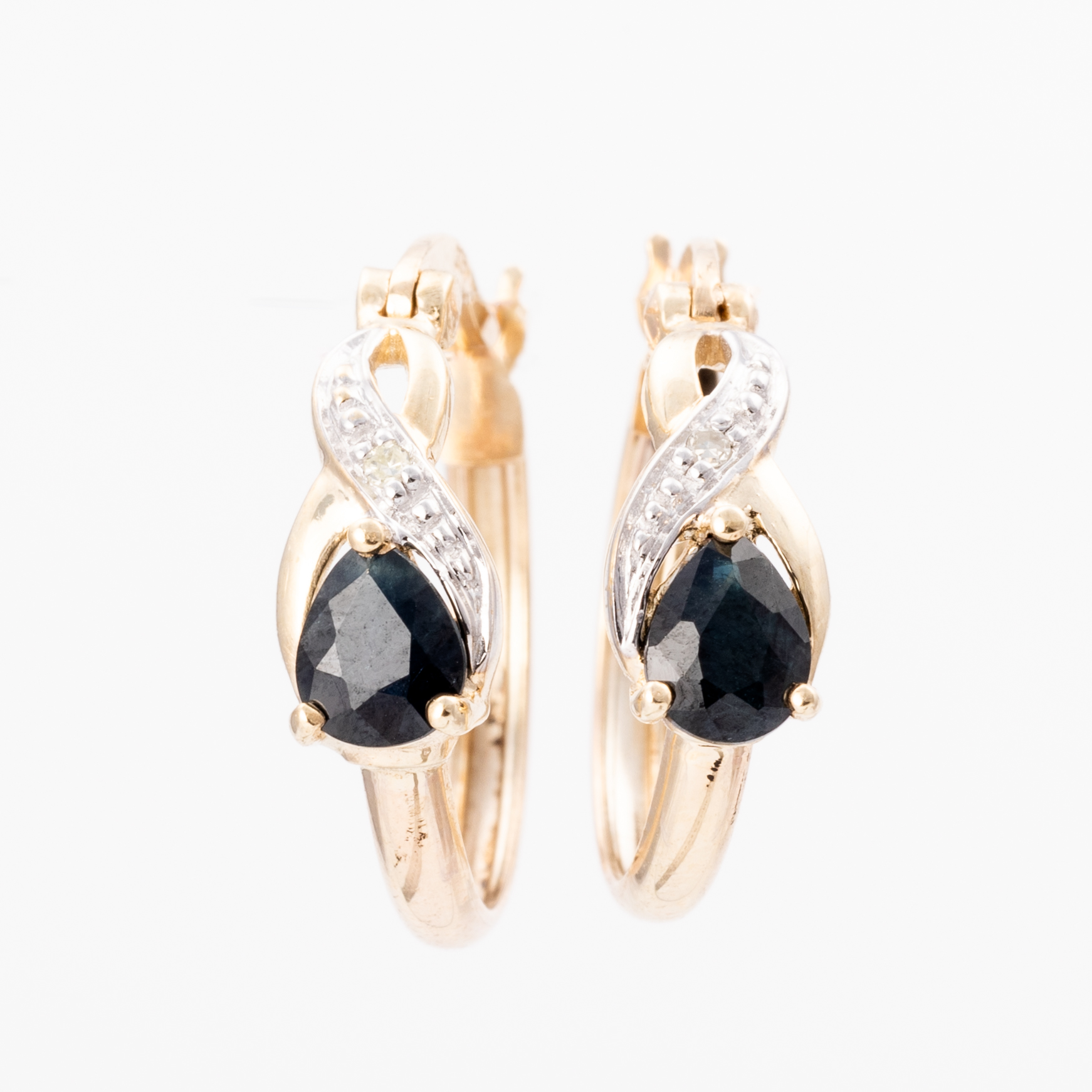 269 · Sapphire & Diamond Hoop Earrings 9ct Gold