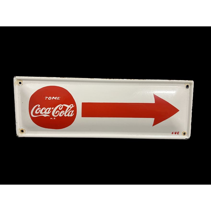 Tome Coca Cola Coke Soda Porcelain Right Arrow Sign