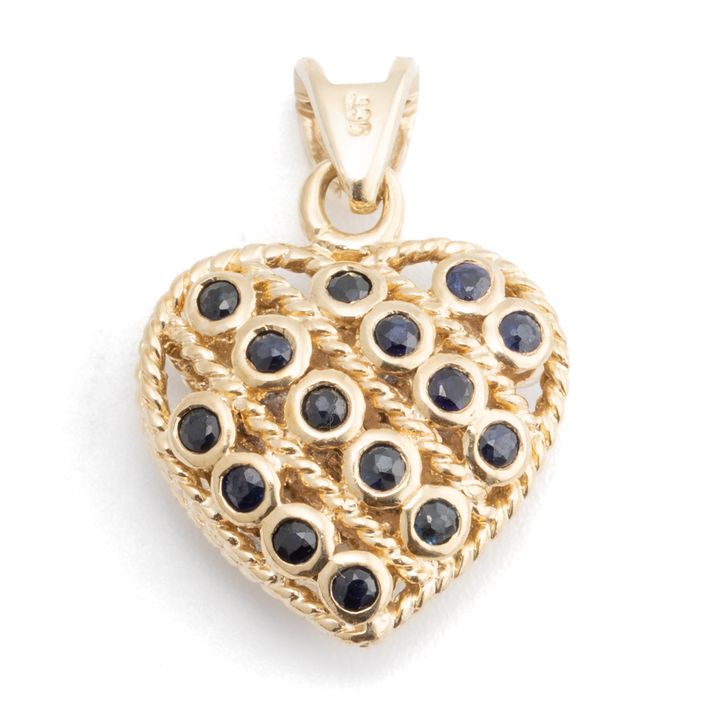 Sapphire & Diamond 9ct Reversible Heart Pendant