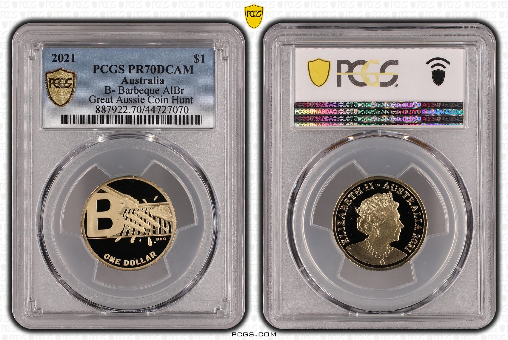 B- Barbeque AlBr, POP 19/0, One Dollar, 2021, PCGS PR70DCAM