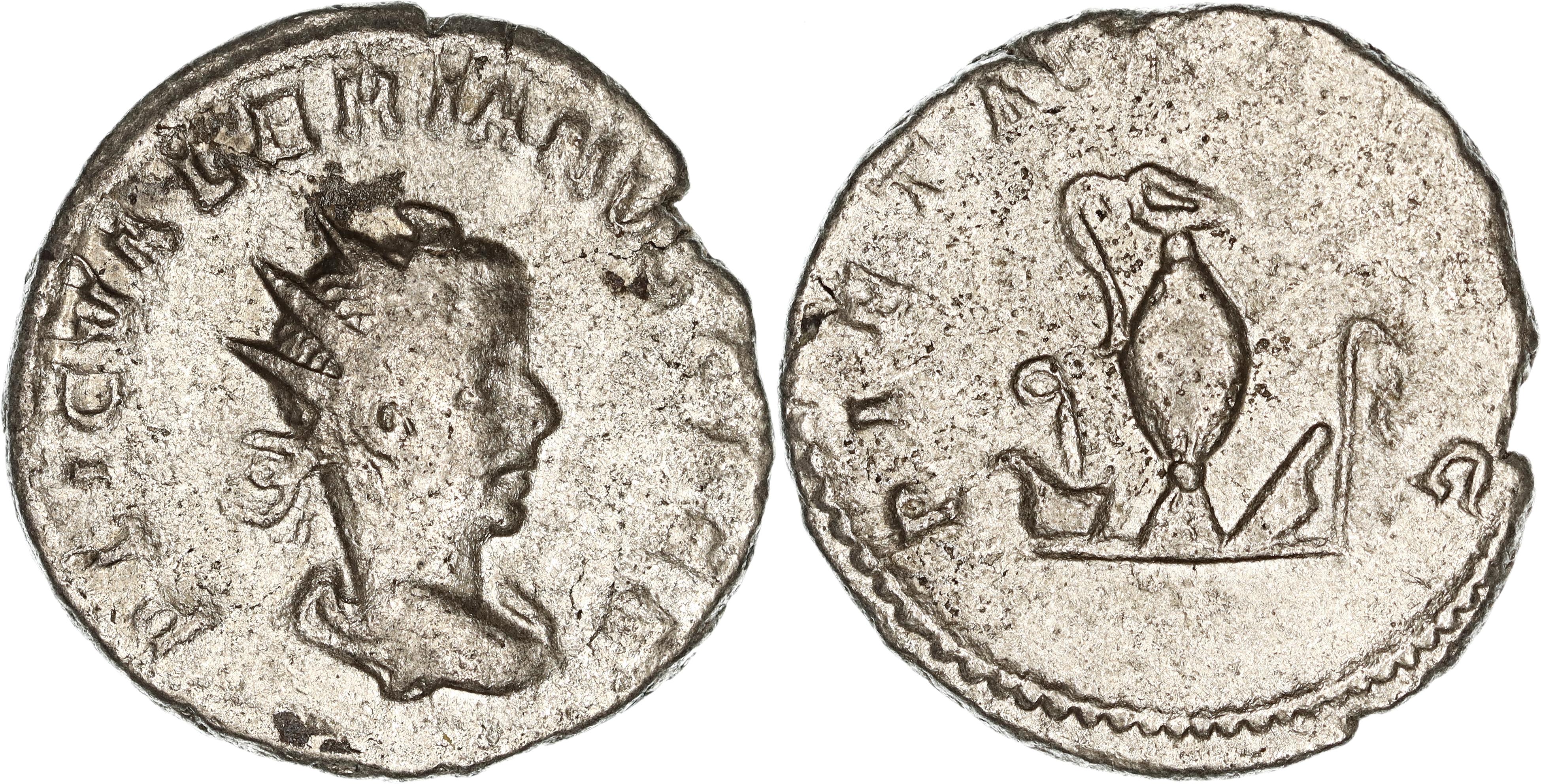 Roman Empire, Valerian II, Æ Antoninianus, 254-255 AD, gF-nVF