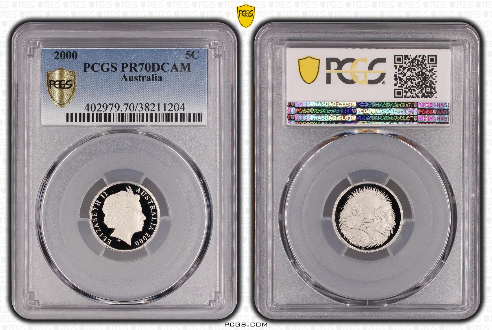 2000 Australia Five Cent, 5c PCGS - PR70DCAM POP 67/0 -204