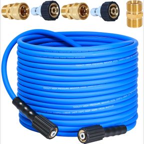 TOOLCY SUPER FLEXIBLE PRESSURE WASHER HOSE 50FT, 3300 PSI KINK RESISTANT POWER WASHER HOSE 1/4 IN., REPLACEMENT POWER WASH HOSE WI