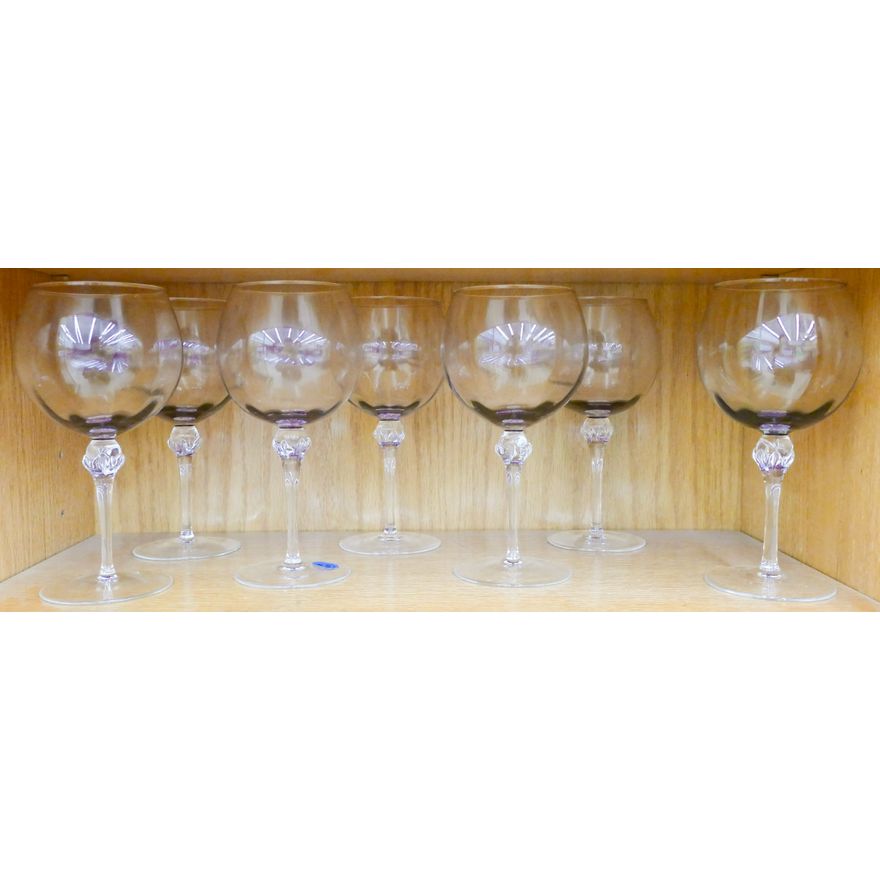 7pc Purple Tinted Wine Glasses 8''