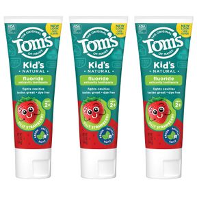 TOM'S OF MAINE ADA APPROVED FLUORIDE CHILDREN'S TOOTHPASTE, NATURAL TOOTHPASTE, DYE FREE, NO ARTIFICIAL PRESERVATIVES, SILLY STRAW