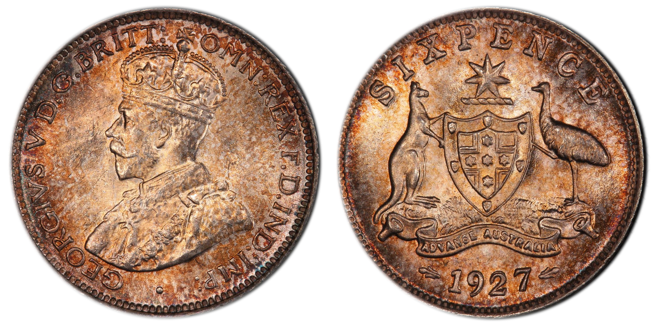 George V, Sixpence, 1927, PCGS MS65