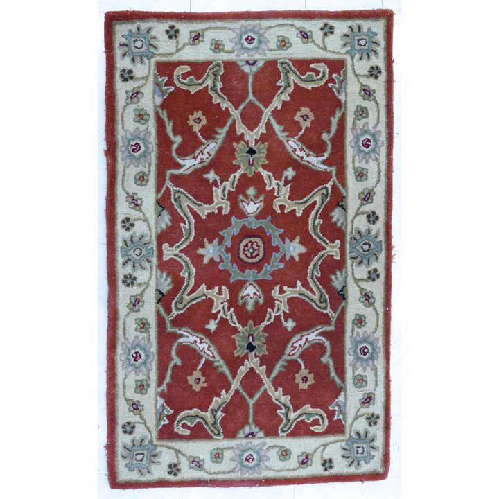 Vintage Orange Floral Medallion Rug 4' x 2'6''