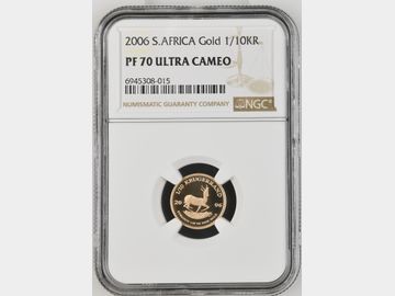 2006 SOUTH AFRICA PROOF 1/10oz GOLD KRUGERRAND PF70 UCAM TOP POP!