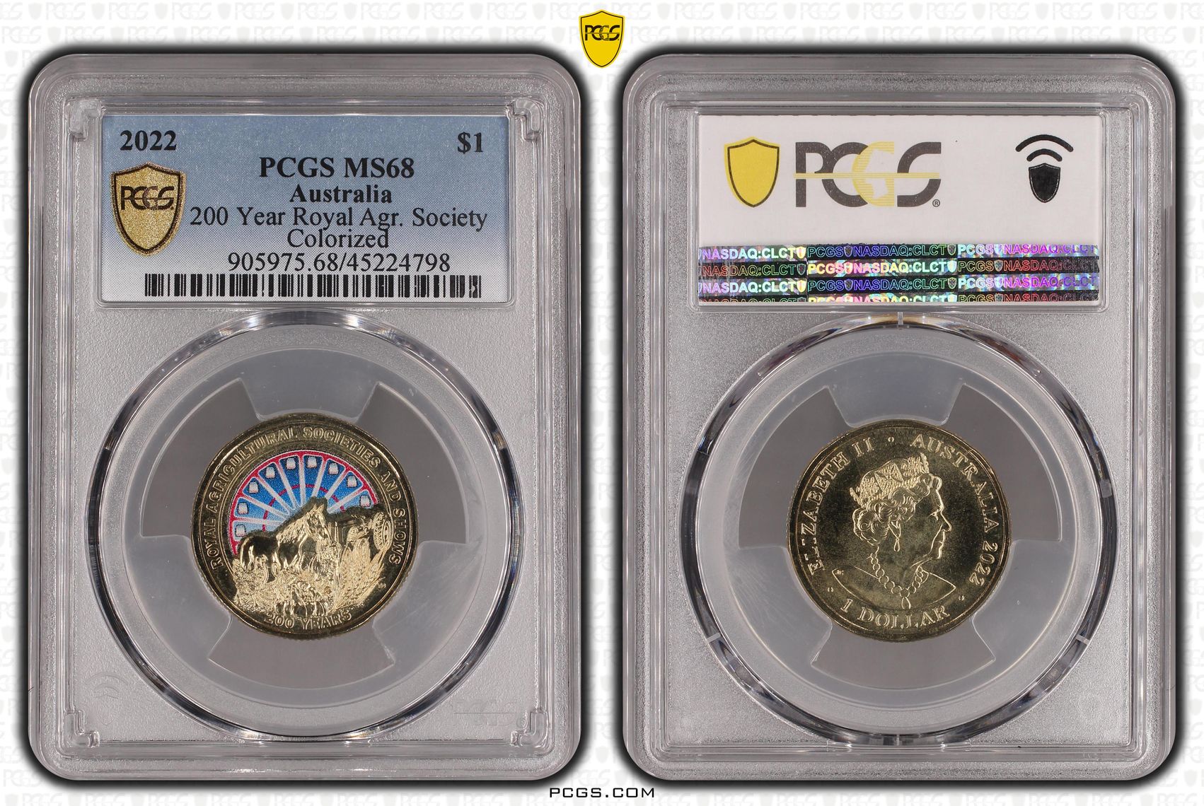 200 Year Royal Agr. Society , One Dollar, 2022, PCGS MS68