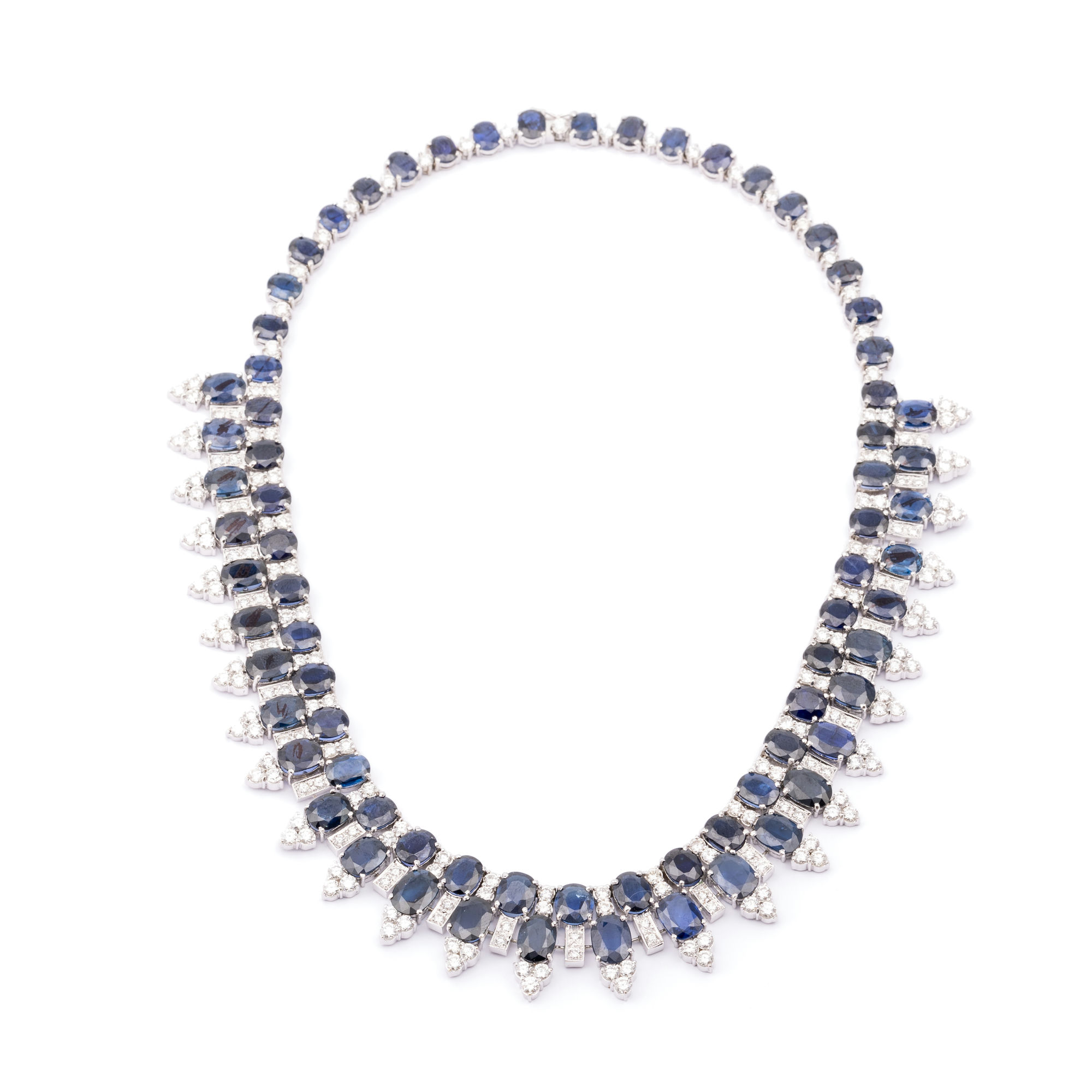 Handmade Sapphire & Diamond Necklet 18ct Gold,