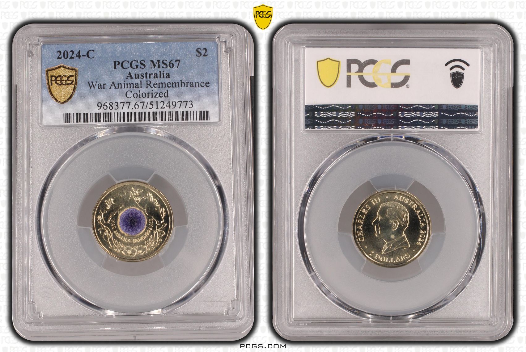 War Animal Remembrance Colorized, Two Dollar, 2024-C, PCGS MS67