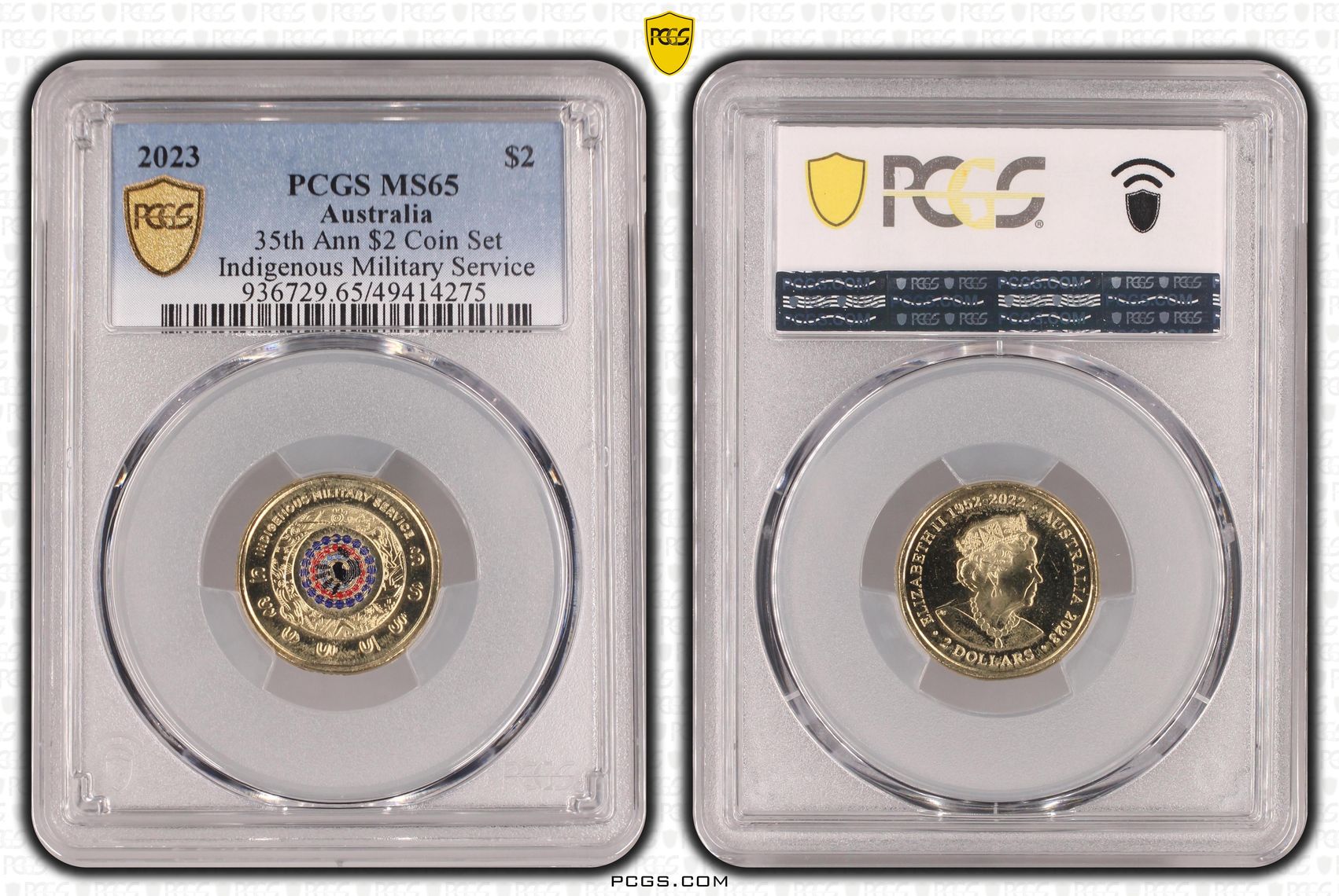 Elizabeth II, 35th Ann $2 Coin Set - Indigenous Military Service , Two Dollar, 2023, PCGS MS65