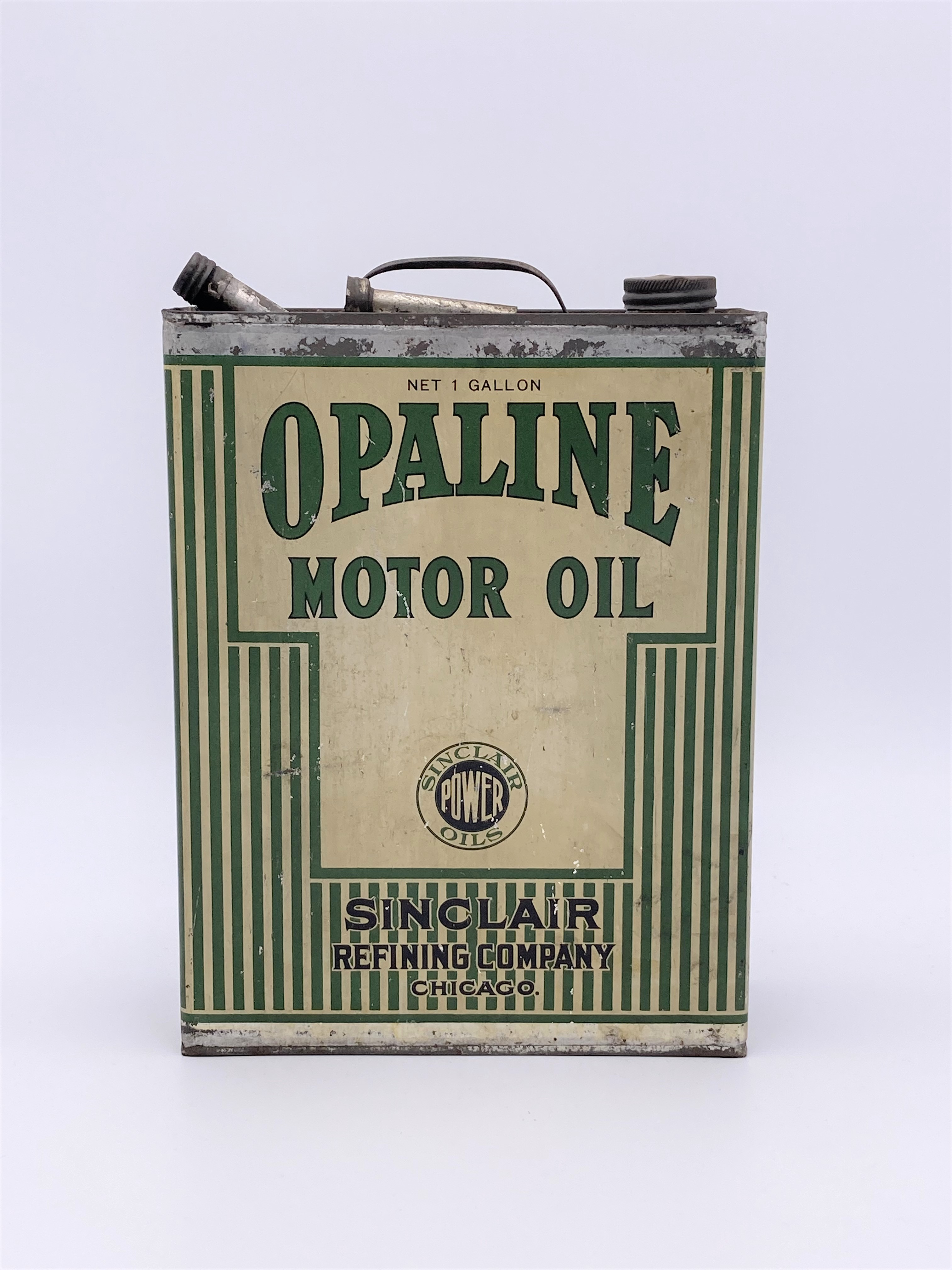 Sinclair Opaline Motor Oil Power Oil 1 Gallon Flat Can Circa 1920's 