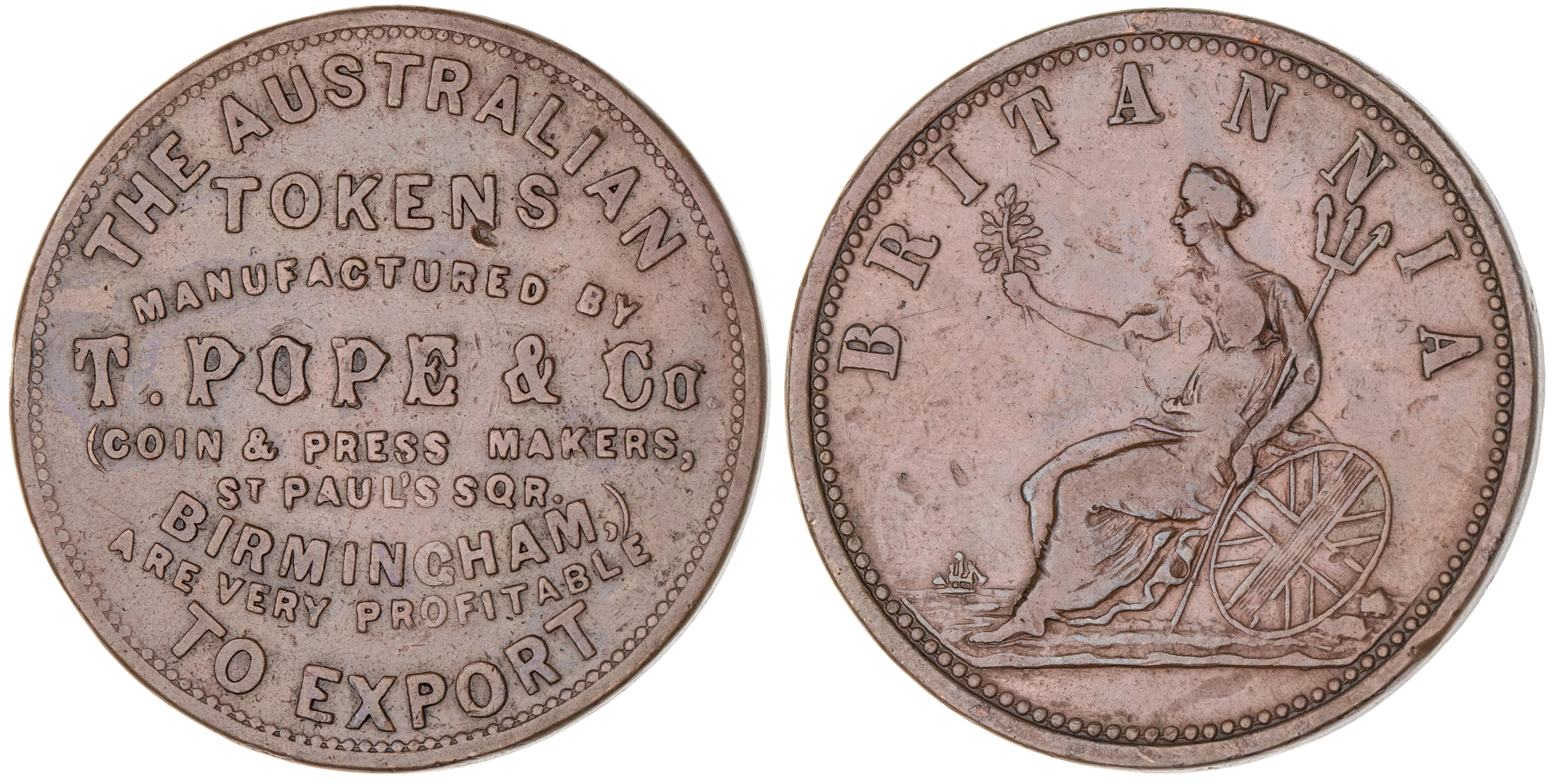 Birmingham, United Kingdom, T. Pope & Co., Penny, VF
