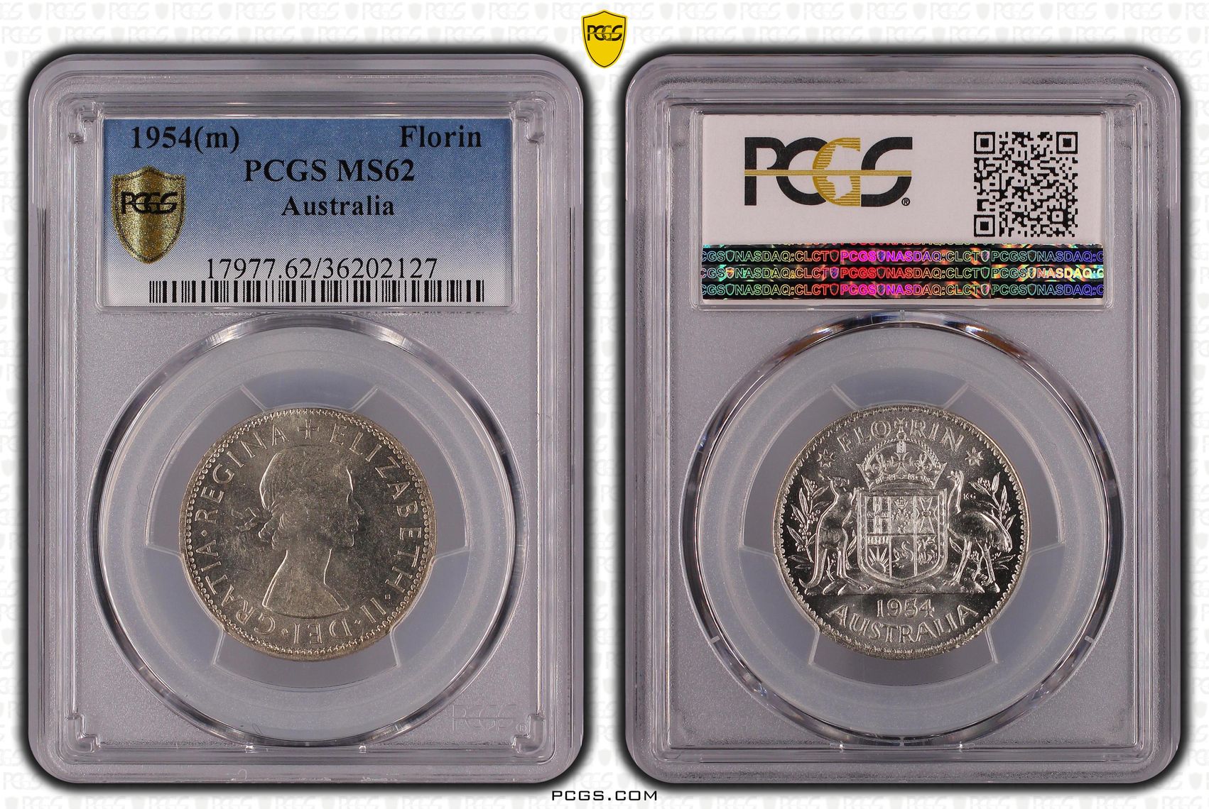 Florin, 1954, PCGS MS62