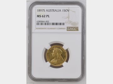 1897 VICTORIA OLD HEAD SYDNEY MINT GOLD SOVEREIGN MS62 PL TOP POP! (ONLY 1 GRADED)