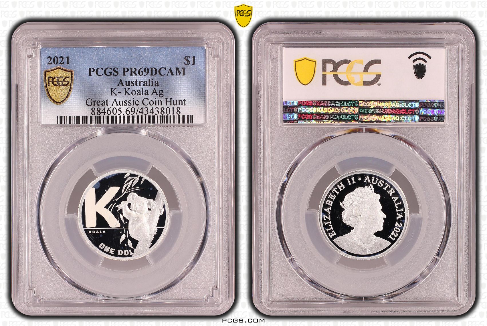 Elizabeth II, Silver, K- Koala, Great Aussie Coin Hunt, One Dollar, PR69DCAM , 2021 PCGS POP - 3/0