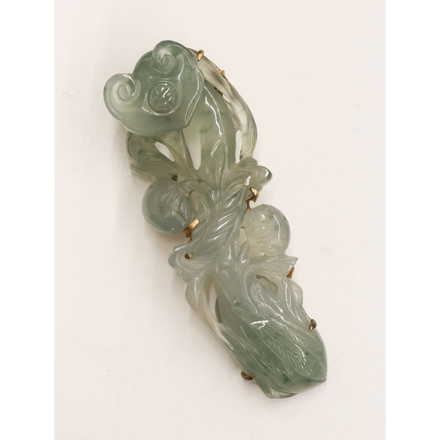 Chinese Jadeite Ruyi Belt Hook Brooch