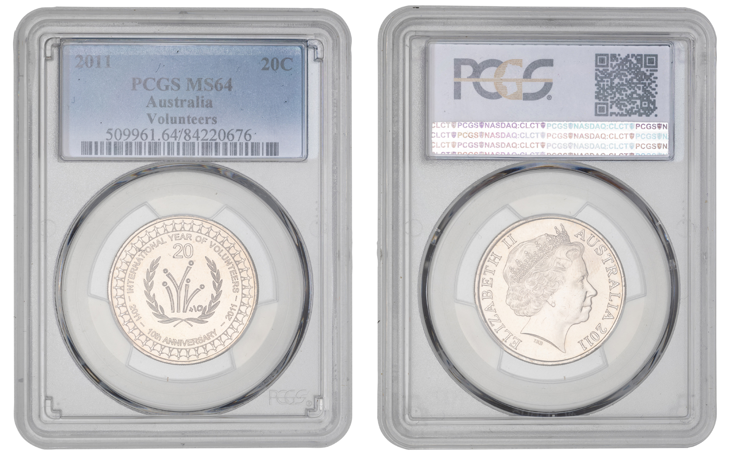 Elizabeth II, Volunteers, Twenty Cent, 2011, PCGS MS64