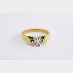 BEAUTIFUL 0.25CTS ROUND DIAMOND COLOUR J CLARITY SI IN 18CT YELLOW GOLD RING