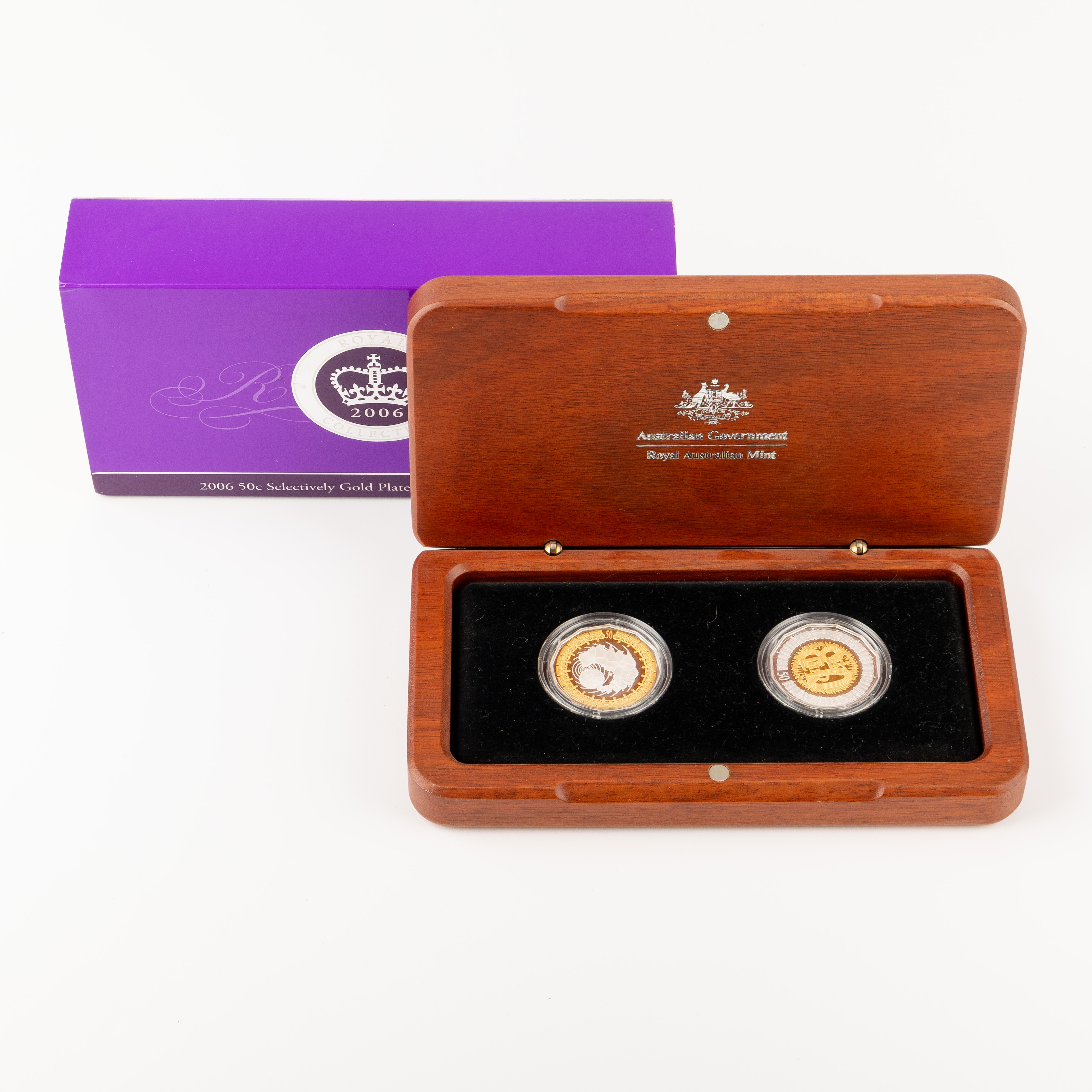63 · Selectively Gold Plated Silver Proof Coin Set, Fifty Cent, 2006