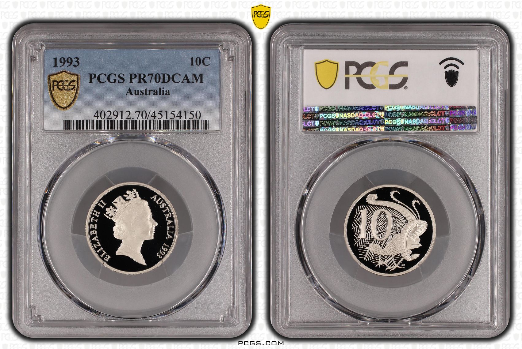 Elizabeth II, Ten Cent, 1993, PCGS PR 70DCAM