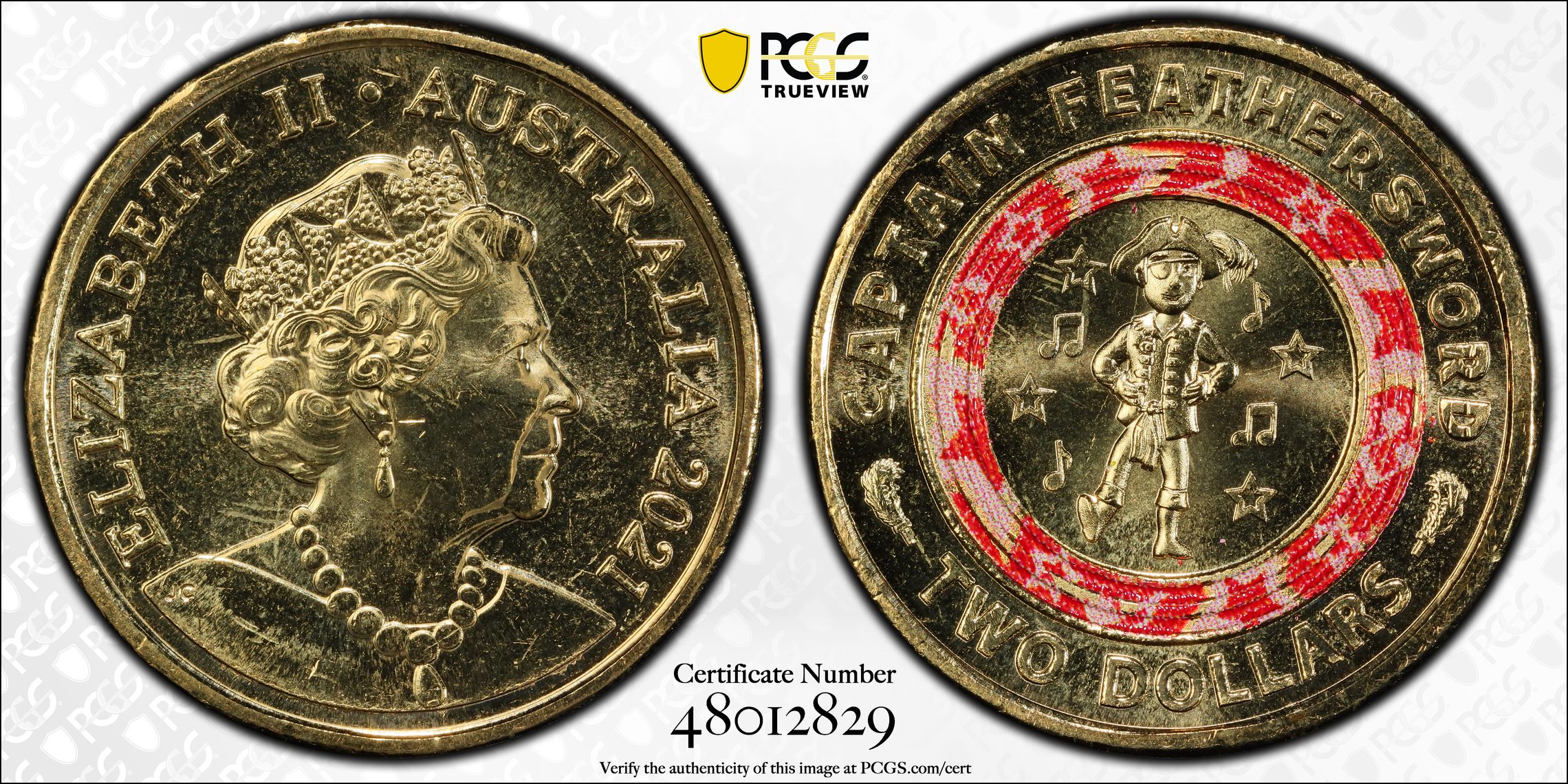 Elizabeth II, Wiggles - Capt. Feathersword, Two Dollar, 2021, PCGS MS66