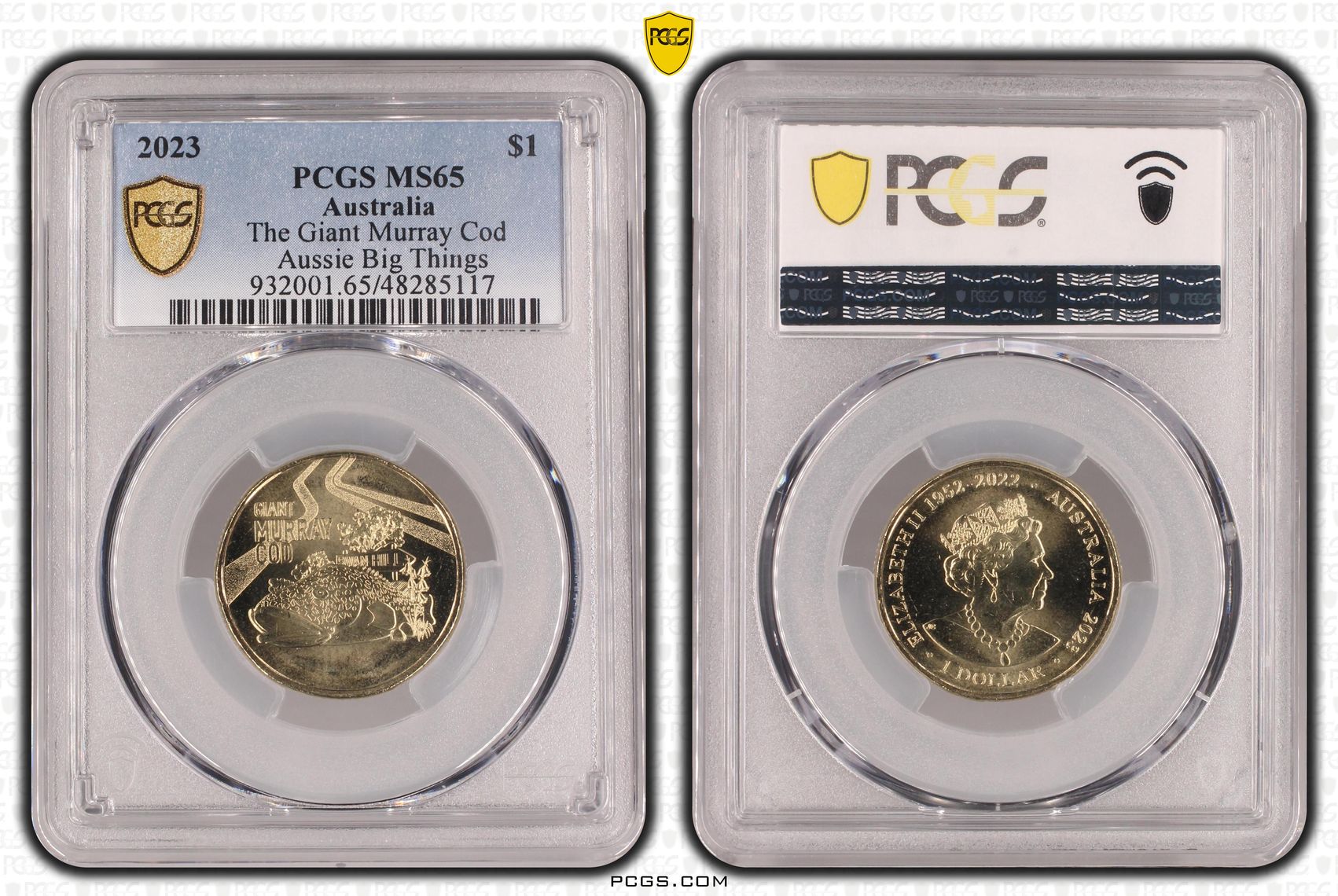 299 · The Giant Murray Cod Aussie Big Things , One Dollar, 2023, PCGS MS65