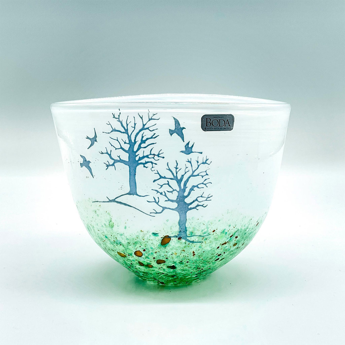 Kosta Boda Art Glass Bowl, October Series, Trees and Birds | Lion 