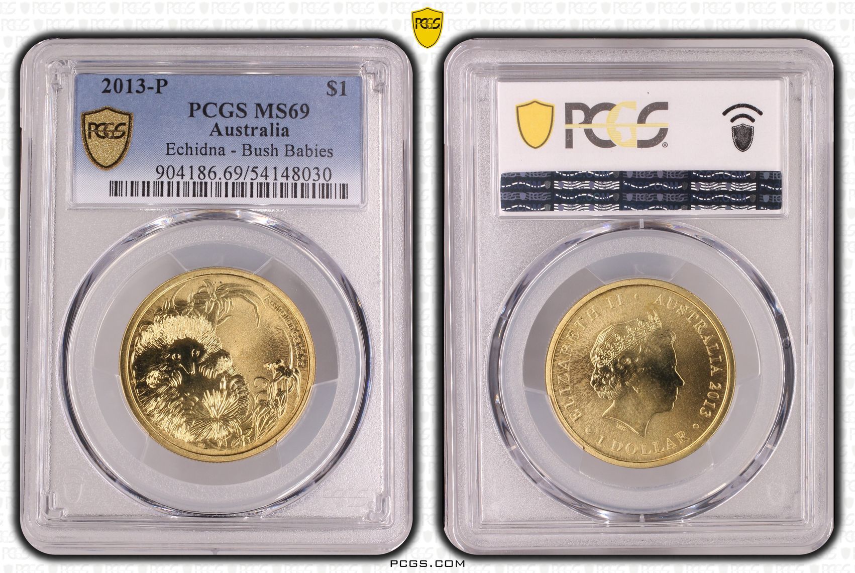 Echidna - Bush Babies, POP 17/0, One Dollar, 2013-P, PCGS MS69