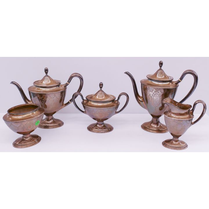 5pc Shreve & Company Sterling Engraved Tea & Coffee Service- 2276g TW
