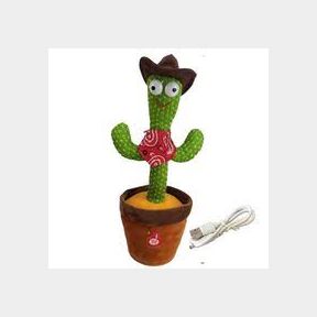 Dancing Singing Repeating Light Up Rechargeable Cactus - Red Cowboy -- 51743/3745 SN B1 (S6)