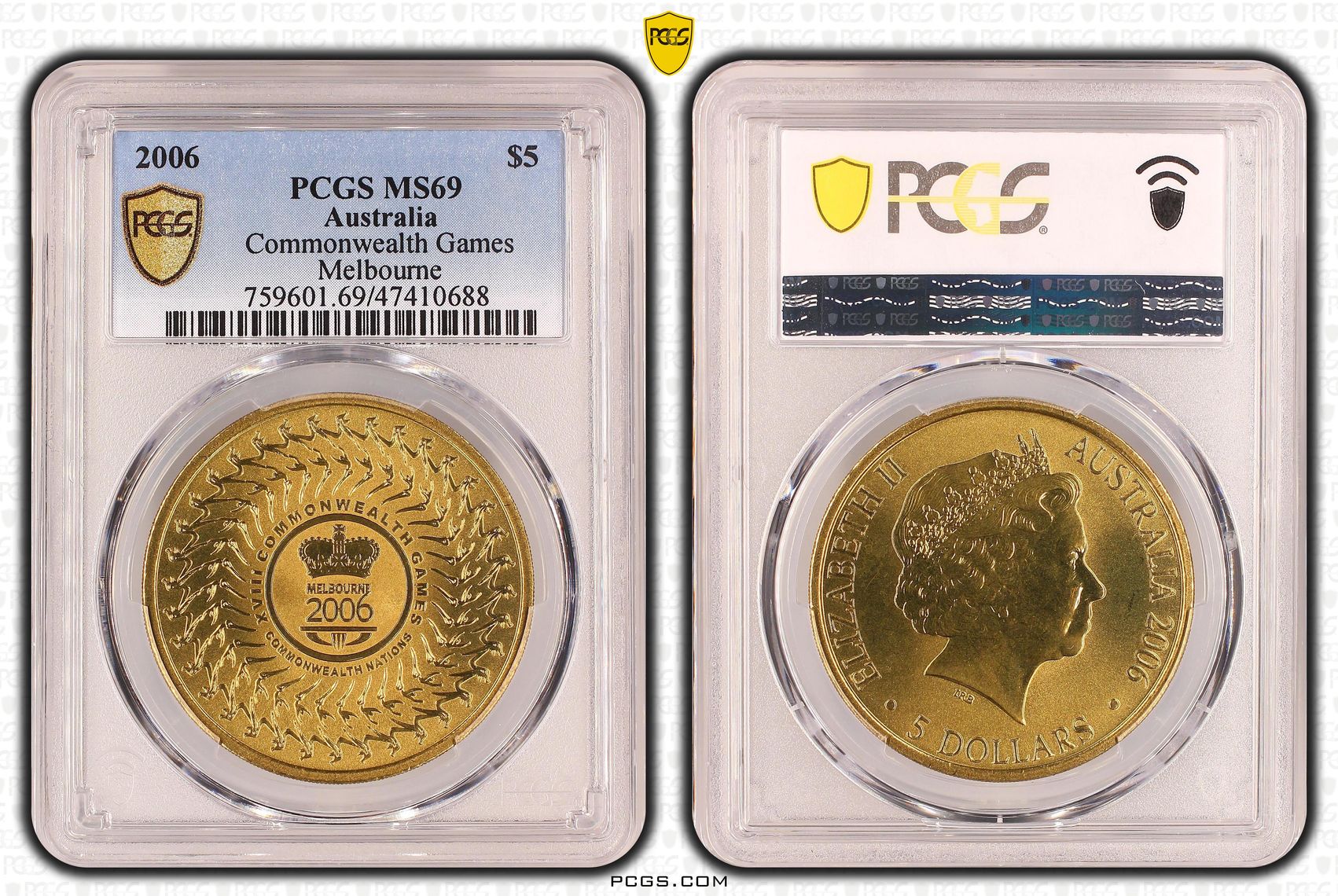 Elizabeth II, Commonwealth Games - Melbourne, Five Dollar, 2006, PCGS MS69